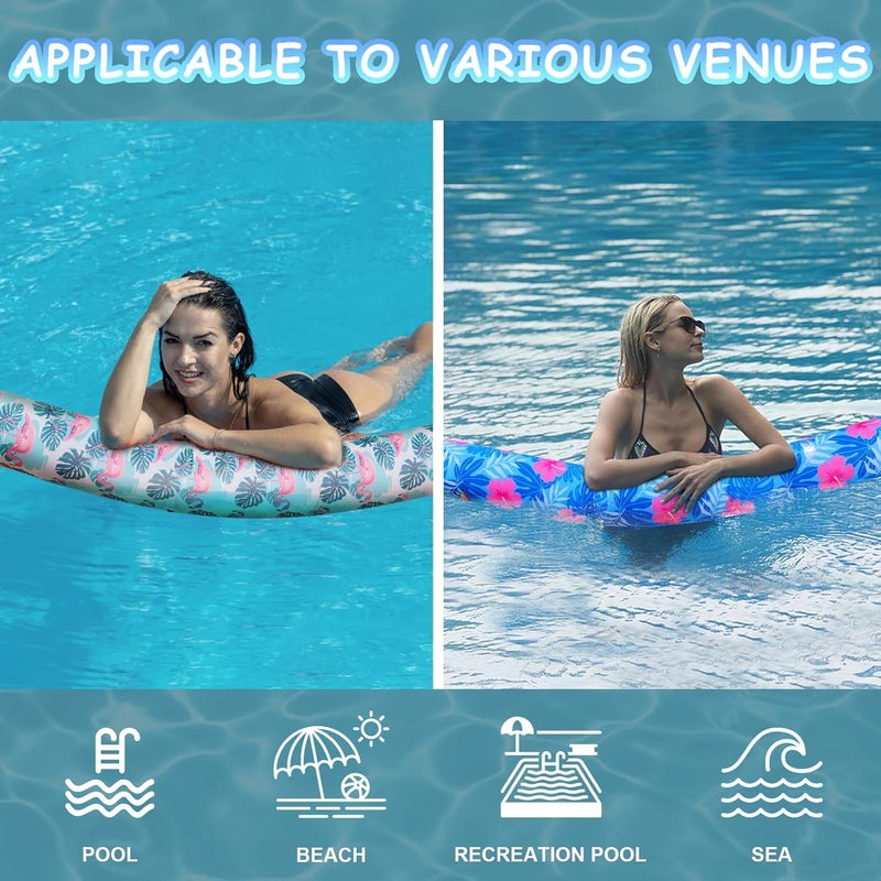 Brmoka Inflatable Swimming Pool Noodle, 2 Pack Soft Fabric Quick Drying Covered Large Pool Floats Noodles, Premium Buoyancy Swim PoolFloats with Portable Storage Bag for Pool Party Toy - Image 2